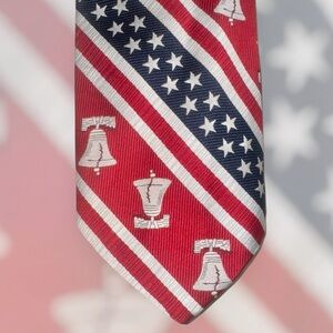 ANDHURST American patriotic stars vintage style Liberty Bell flag men’s neck tie